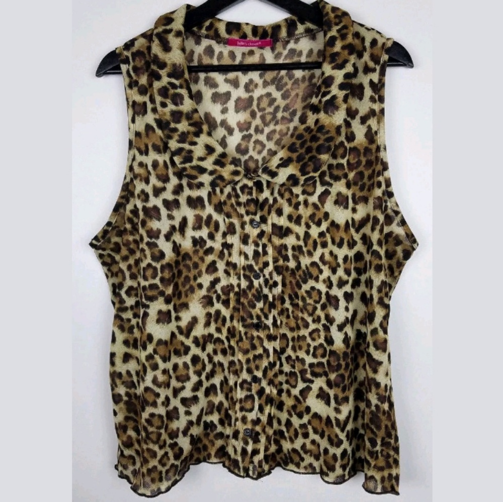 Julies Closet Leopard Top Semi Sheer Button Down